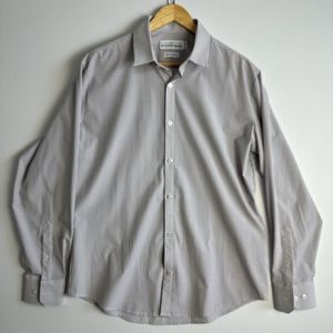 MIZZEN+MAIN Shirt Mens M Standard Fit Long Sleeve White Check Button Up Leeward